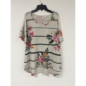 Boutique Style Shirt With Lace Short Sleeves Women's Xl